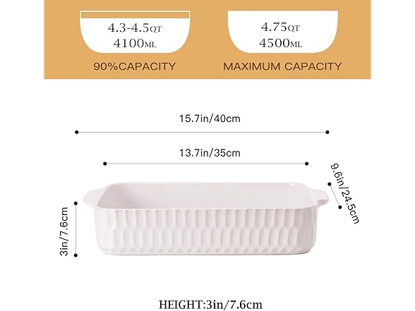 ArteBake 4.7QT Casserole Dishes for Oven