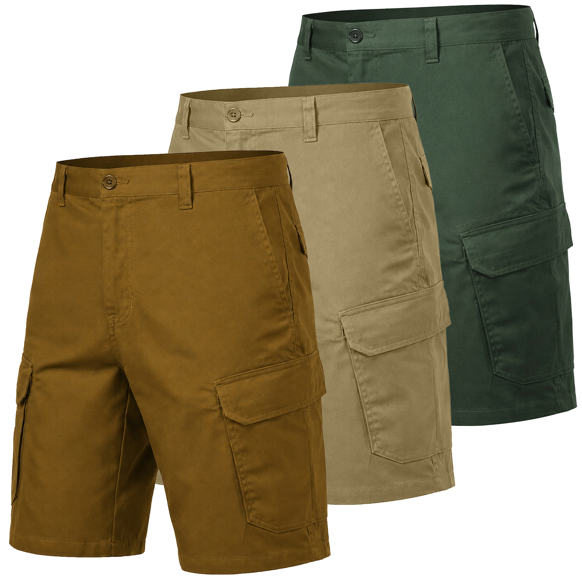 3Pk Mens Cotton Stretch Cargo Shorts - Gallery 18