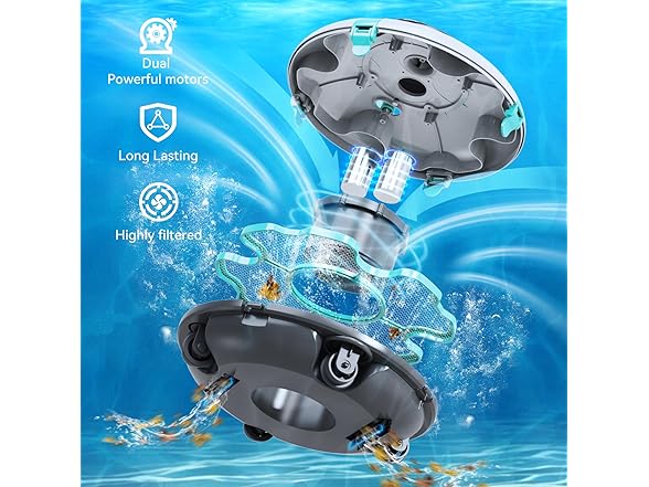 Cordless Robotic Pool Cleaner, 70 Mins Runtime