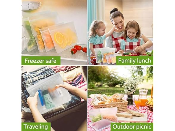 Dishwasher-safe Reusable Storage Bags