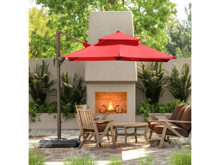 Parrot Uncle LA-A028RD+BASE Large Outdoor Patio Umbrella w