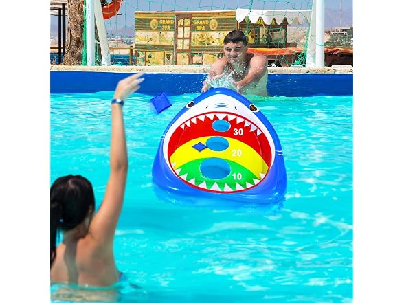 Inflatable Shark Cornhole Board for Pool