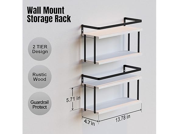 2 Tier Rustic Farmhouse Wood Shelves