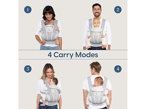 Ergobaby All Carry Positions Breathable Mesh Baby Carrier with Enhanced Lumbar Support & Airflow (7-45 Lb), Omni Breeze, Graphite Grey (Open Box)