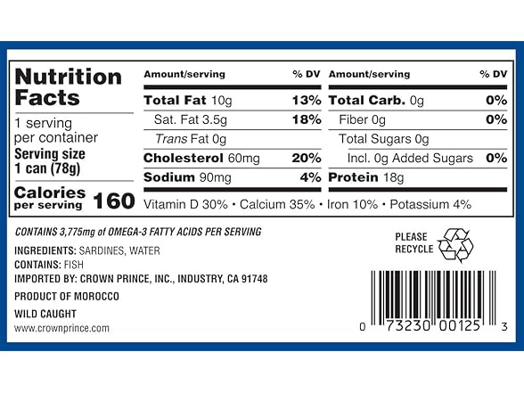 12PK Ocean Prince Sardines in Water, 4.25oz