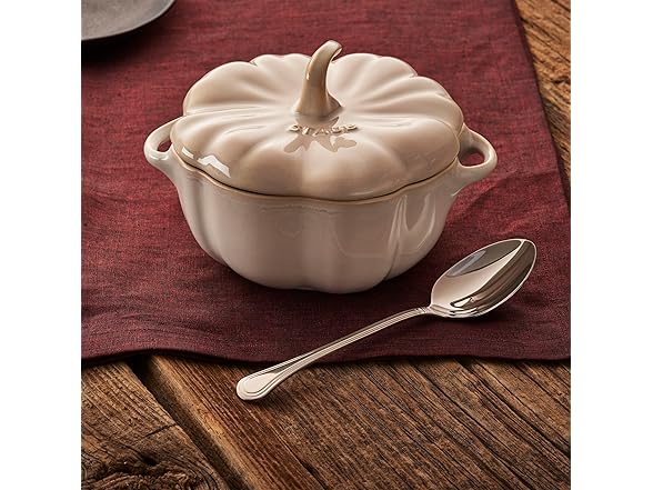 STAUB 2pc Pumpkin Cocotte Set Ivory