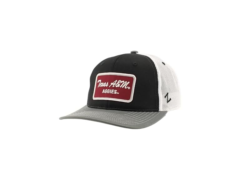 ZHATS Standard NCAA Officially Licensed Trucker Hat Dakota Patch Brick Black Gray White, ,Texas A&M Aggies