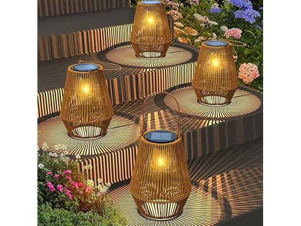 KagoLing Woven Solar Lanterns 4Pk