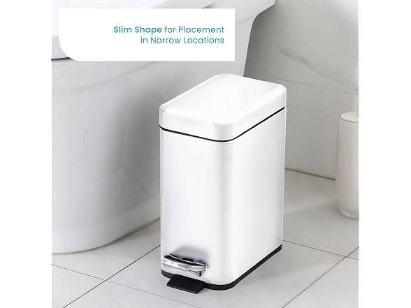 2-Pack 1.3G Small White Bathroom Trash Can