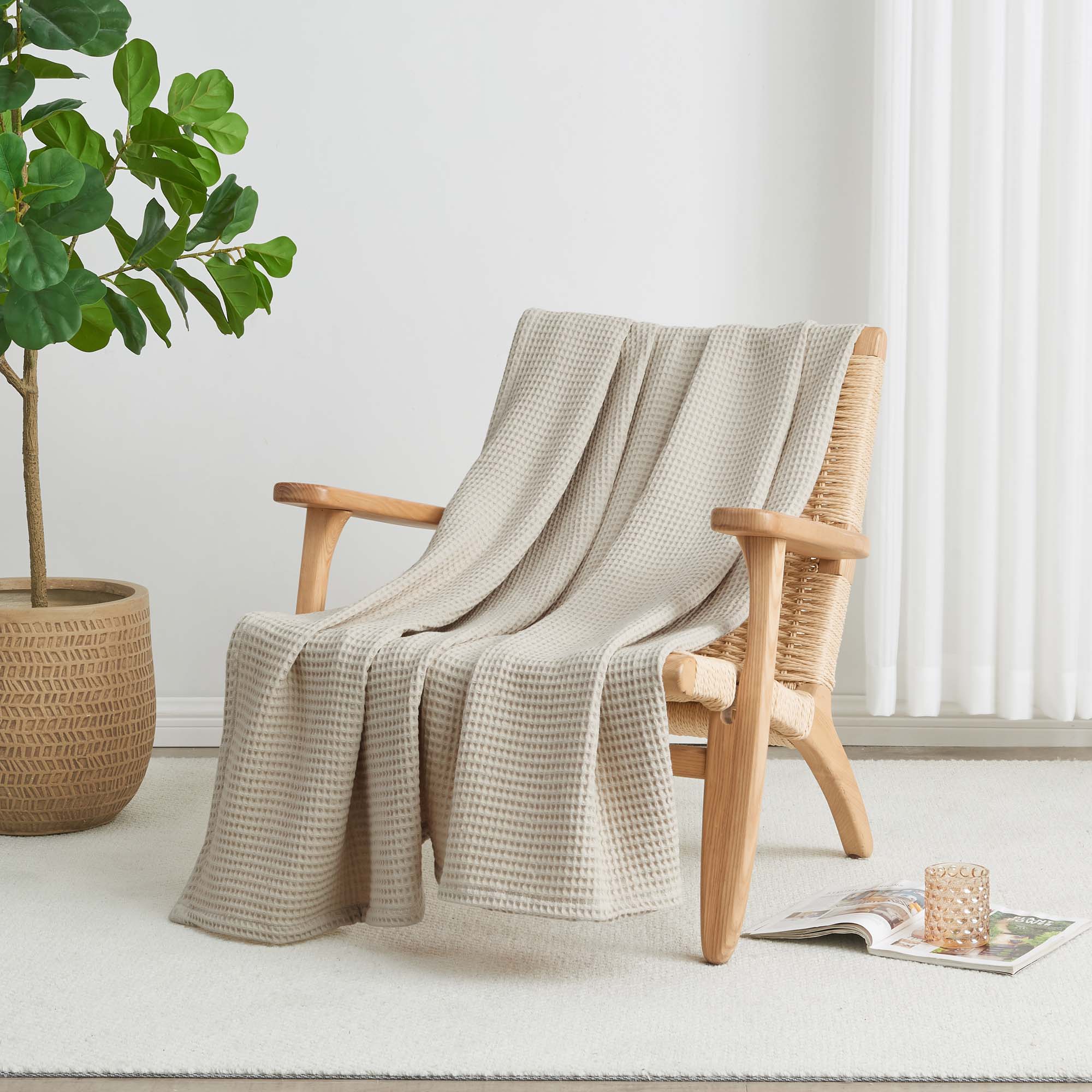 Patina Vie Cotton Waffle Knit Blanket - Gallery 29