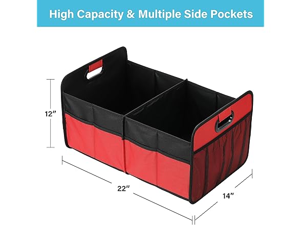 Simple Deluxe Car Trunk Organizer, Red