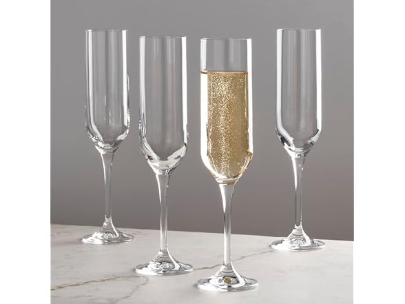 Mikasa Upton Lead-Free Champagne Flute Glasses, Set of 4, 8 Ounce