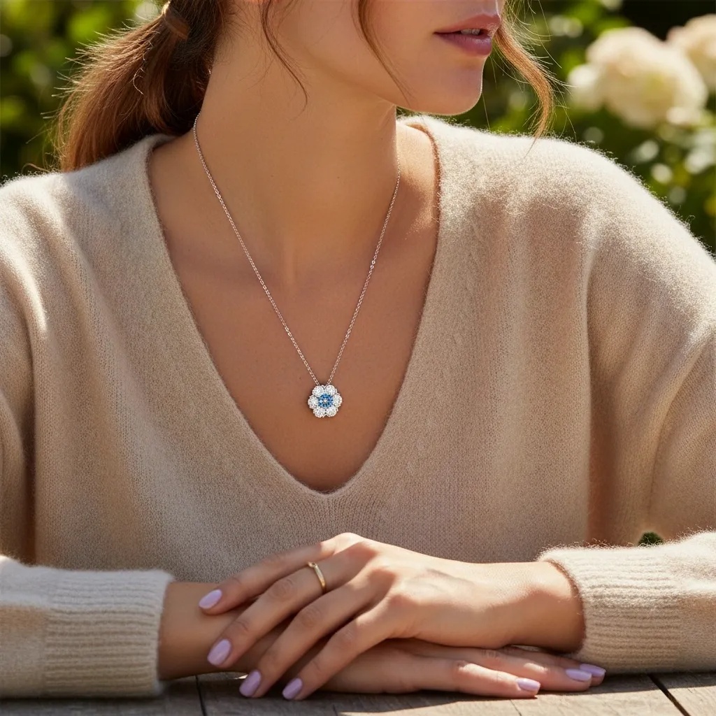 Floral Moissanite Necklace 2 CTTW - Gallery 5