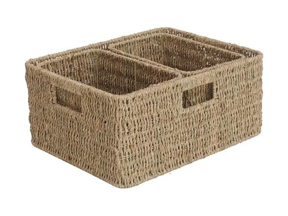 JS HANGER Set of 3 Natural Wicker Storage Baskets