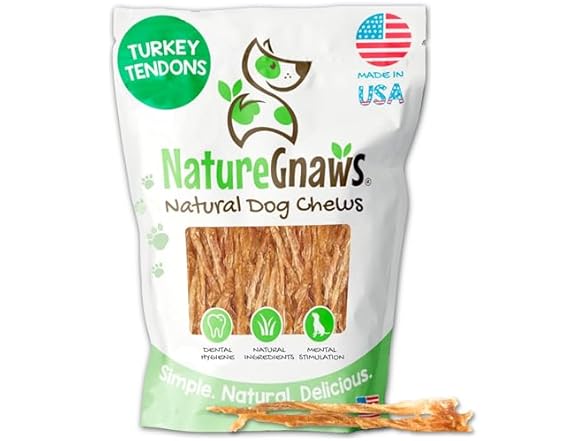 Nature Gnaws USA Turkey Tendons for Dogs 8 oz.