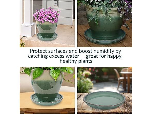 Sunnydaze 12" Ceramic Plant Saucers 2Pk