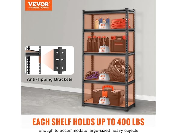 Storage Shelving Unit, 5-Tier Adjustable x60