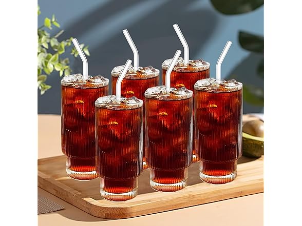 POYDORA 16 OZ Glass Cups with Lids