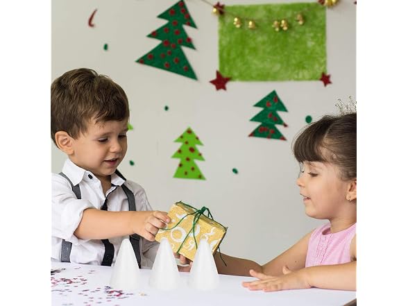 12-Pc White Foam Cones for DIY Crafts