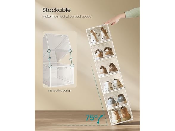 SONGMICS Shoe Boxes, Set of 6