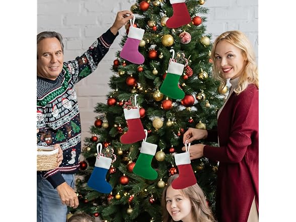 12Pack Mini Christmas Stockings 7" Traditional Xmas Stocking