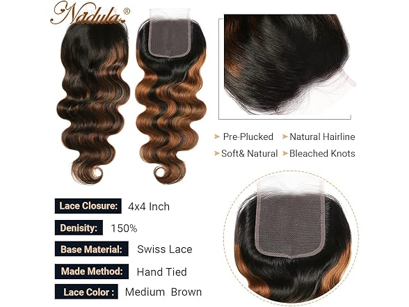 Nadula Body Wave 4x4 Lace Closure 14 in FB30