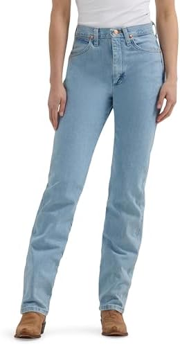 Wrangler Women's Cowboy Cut Natural Rise Slim Fit Tapered Leg Jeans, Bleach, 9-34 US