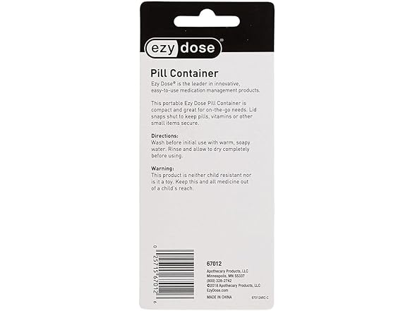 EZY DOSE Daily Pocket Pill Organizer