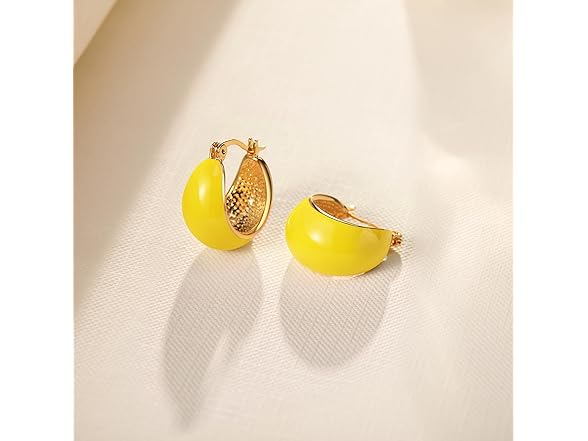 Enamel Gold Hoop Earrings