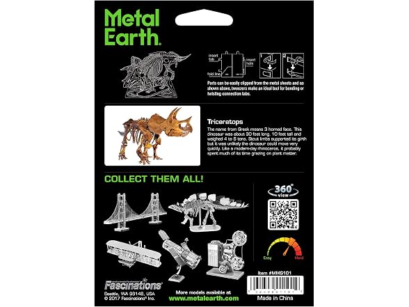 Metal Earth Triceratops Skeleton 3D Metal Model Kit Fascinations