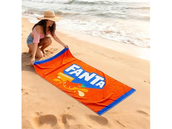 Idea Nuova Fanta Beach Towel, 30"x60" Large Orange