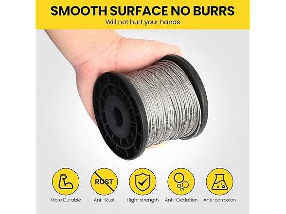 304 SS Wire Rope 1/16" 328ft w/Sleeves