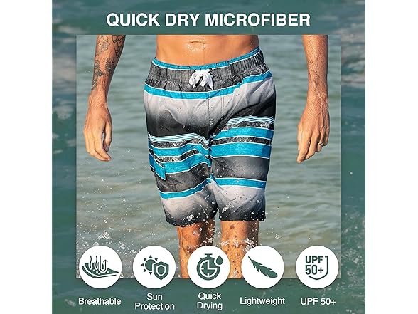 Kanu Surf Men's Black/Aqua Swim Trunks (M)