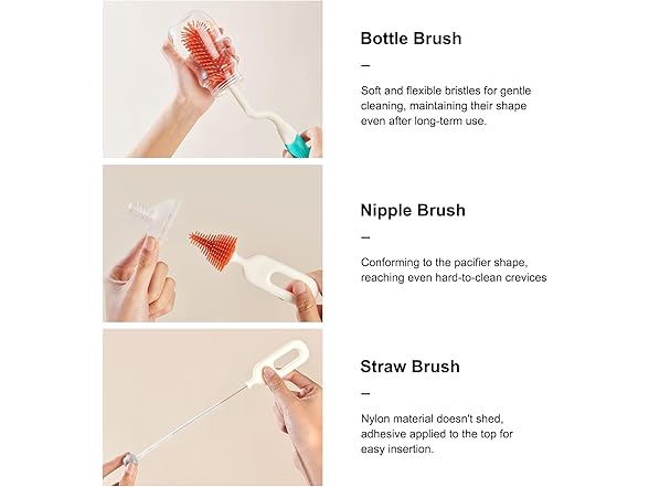 Rabbit Baba Silicone 4-in-1 Baby Bottle Brush Set