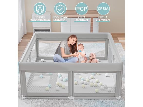 Baby Playpen 50x50 Inch, Play Pens
