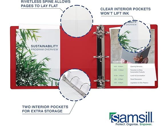 Samsill 0.5 Inch 3 Ring Binder - Red