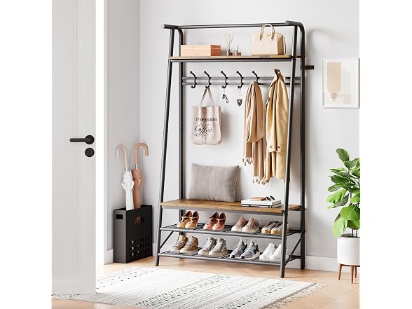 OUTLANE 4-in-1 Entryway Hall Tree with Shoe Bench