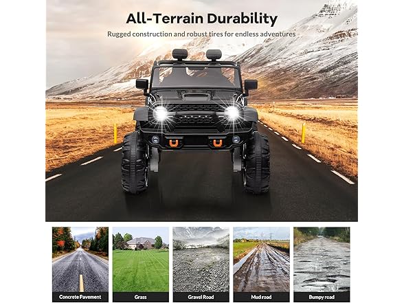 Hipicute 24V 2 Seater Kids Ride On Car, 4 Wheeler Truck Black