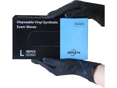$9.99, Was $19.99, 50% Off! Josen SYN-BLK 100pcs Black Nitrile-Vinyl Gloves dealfomo