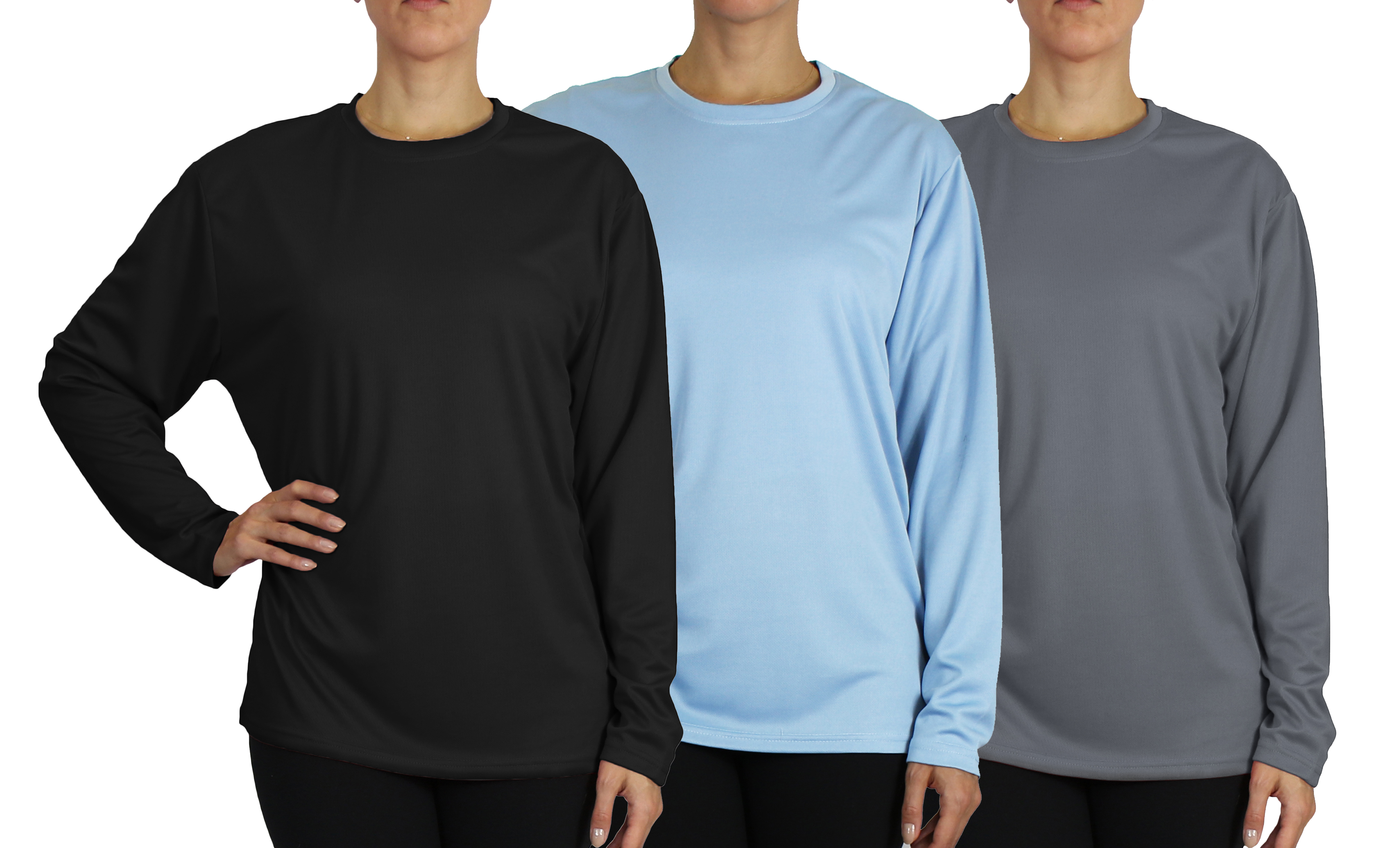 3Pk Womens L/S Loose Fit Performance Shirt - Gallery 15
