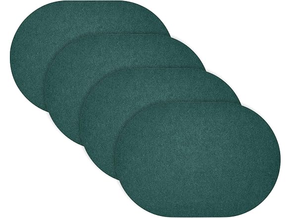 Fortessa Loft Felt Placemat, 13.3 x 16.5 Oval Placemat (Set of 4), Forest