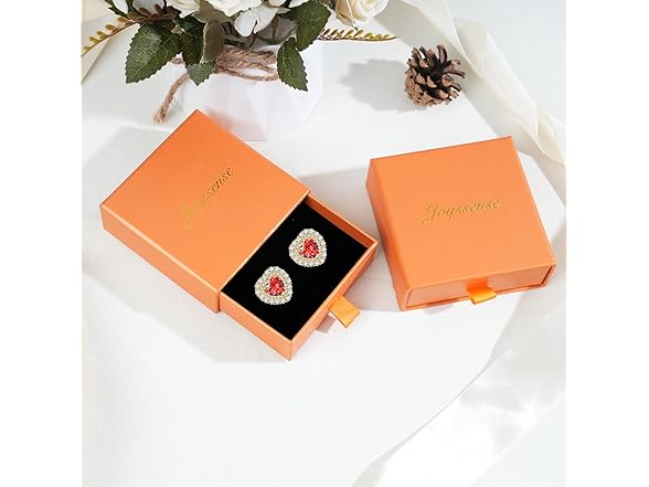 Joyssense Crystal Heart Earring Red