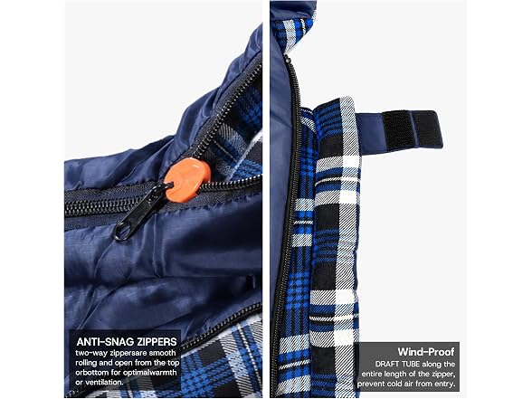 FJALLNOK Queen Size Flannel Sleeping Bag