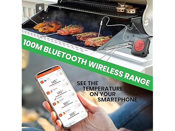 Nutrichef Bluetooth Meat Thermometer for