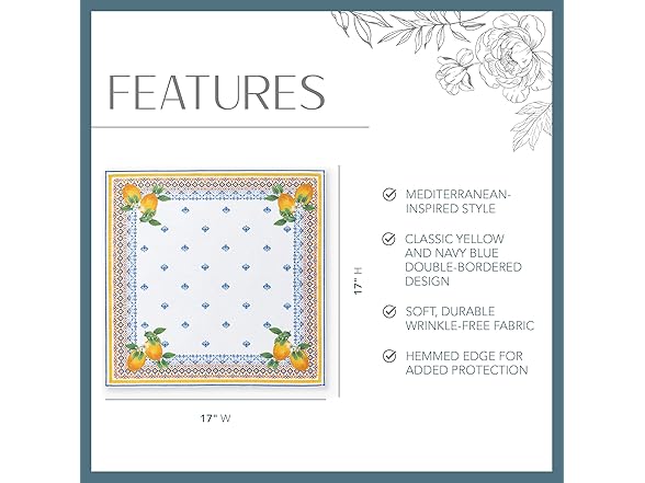 Elrene Capri Lemon Napkins Set of 4
