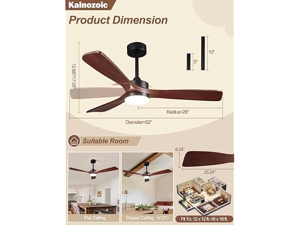 Kainozoic 52 Inch Ceiling Fan with Light