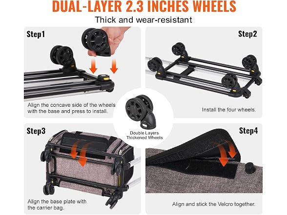 VEVOR Cat Carrier with Wheels, Airline Approved