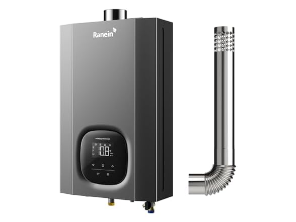 Ranein Natural Gas Tankless Water Heater, Indoor Max 4.3 GPM, 100,000 BTU Instant Hot Water Heater (Open Box)