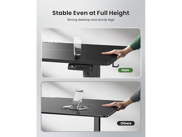 Marsail Electric Standing Desk, Adjustable, 55x24", Black