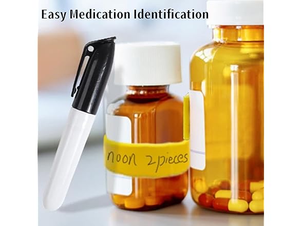 Pill Bottle Clips 9PCS w/Marker Yellow